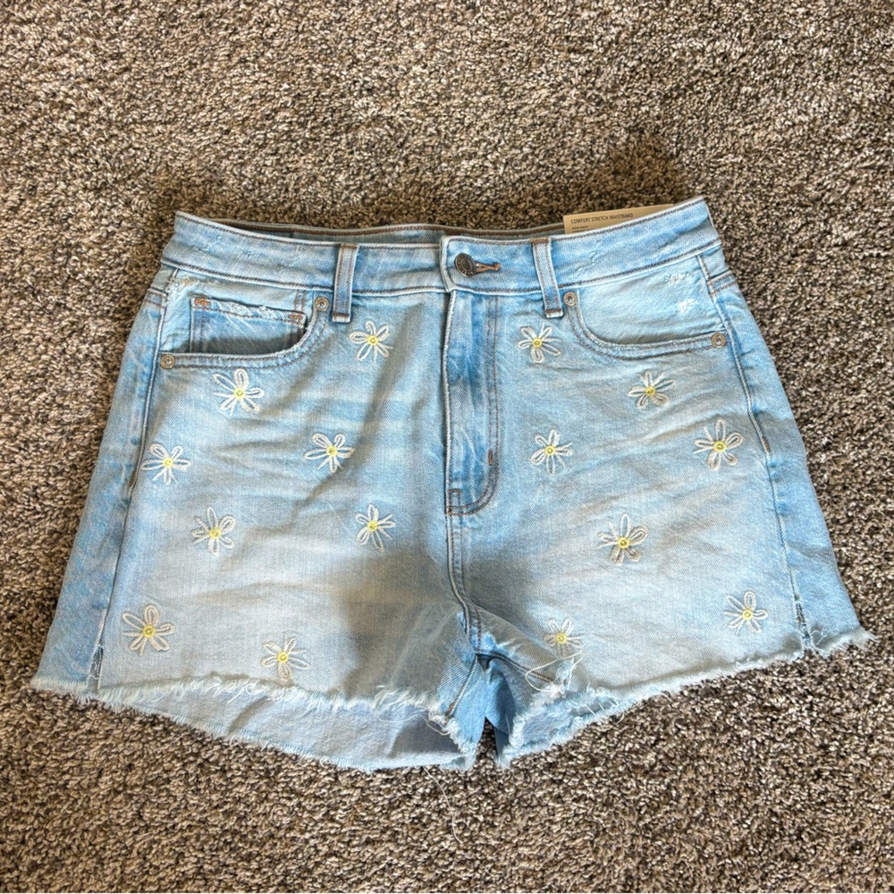 AE Embroidered Mom Jean Shorts